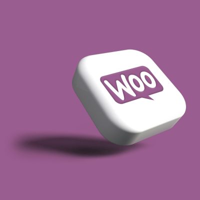 a purple and white square with the word woo on it